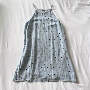 Linen baby blue polkadot dress